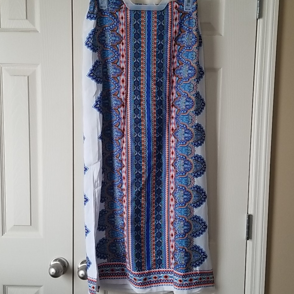 Blue multi color maxi skirt